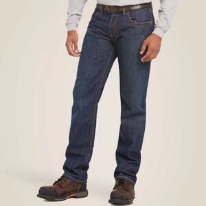 NWT Ariat Men's FR M3 Loose Fit Straight Leg Jeans in a Dark Wash | Size 34x34